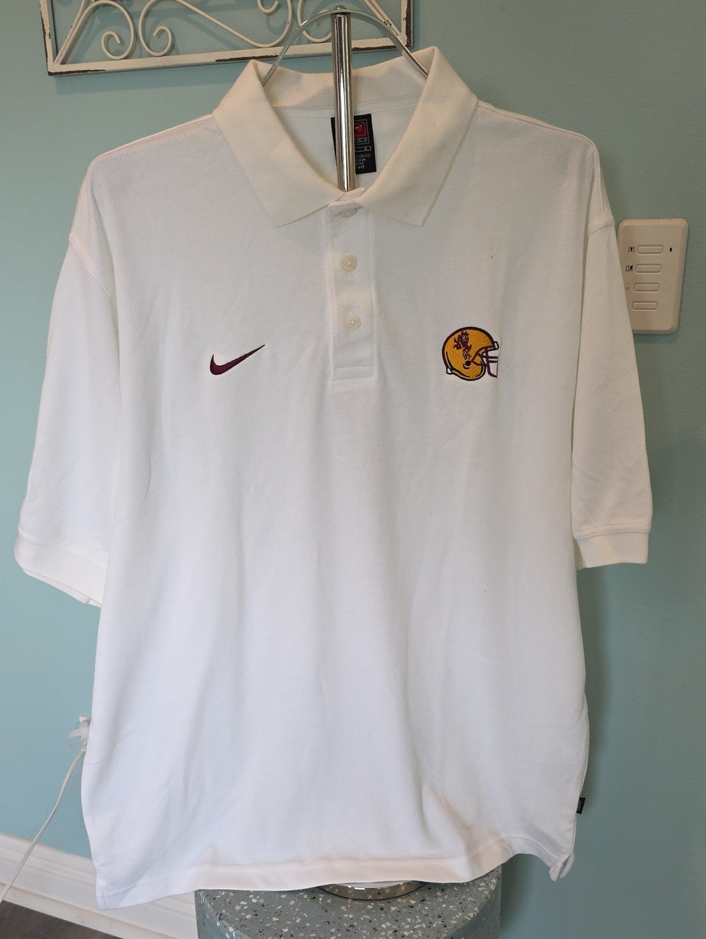 White Nike Polo Shirt with Arizona State Logo
